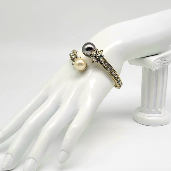 Heidi Daus Black and White Glass Pearl Collar Set with Swarovski Crystals - Picture 6 of 11